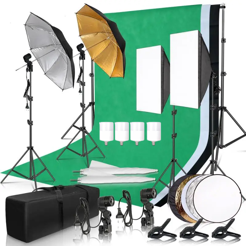 Photography Lighting Kit With Backdrop - Kit de iluminação fotográfica guarda-chuva foto