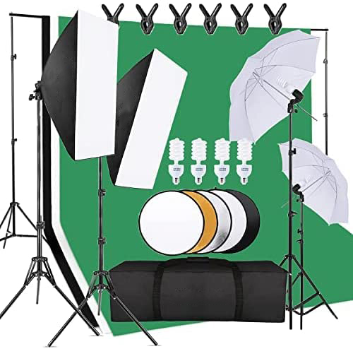 Photography Lighting Kit With Backdrop - Conjunto econômico de equipamentos para estúdio