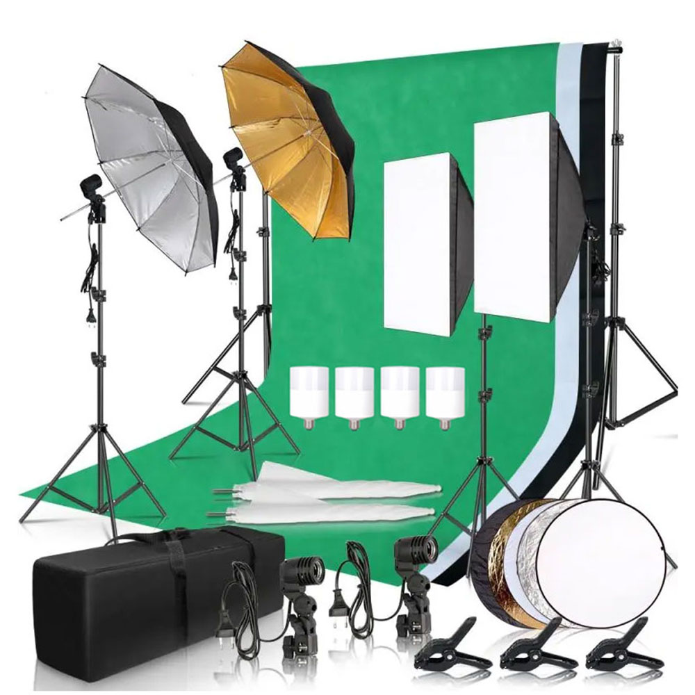 Photography Lighting Kit With Backdrop - Kit de Iluminação para Estúdio Fotográfico